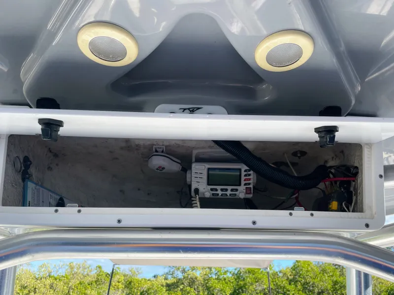 Slide: The Image of Tidewater 220 boat 2017, electronics compartment with speakers. - 35