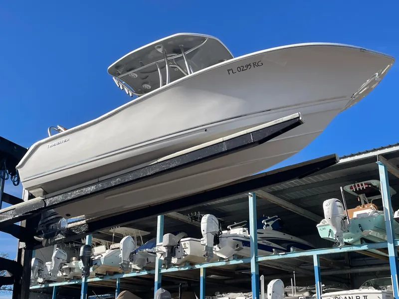 Slide: The Image of 2017 Tidewater 220 boat on outdoor storage rack. - 5