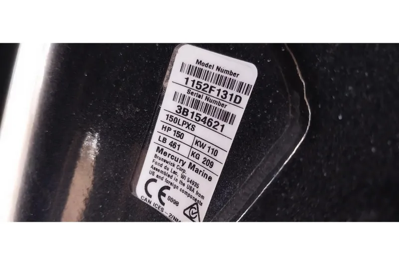 Slide: The Image of Label on 2022 Tracker Pro Team 195 TXW, displaying model and serial numbers. - 23