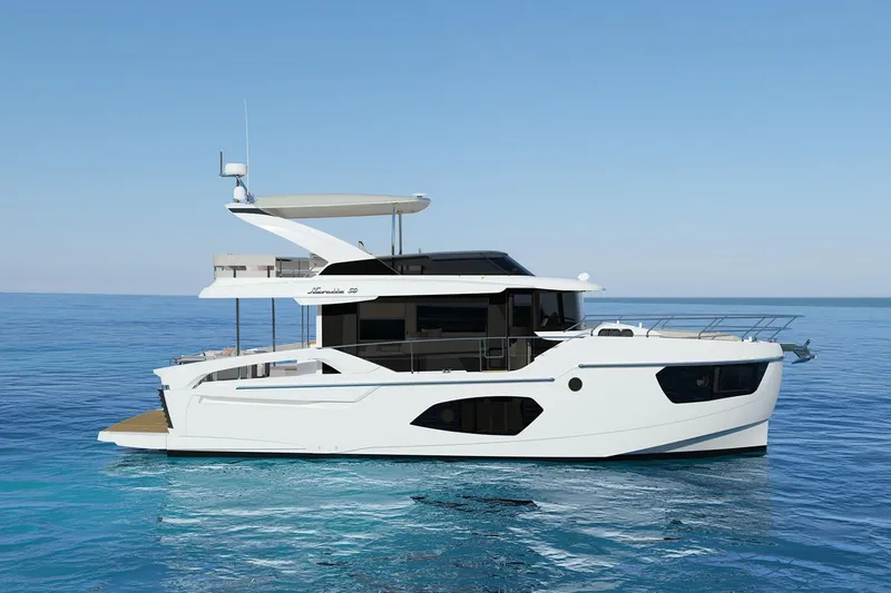The Image of Luxury Absolute 50 Navetta yacht, 2028 model, cruising on serene blue waters. - 0
