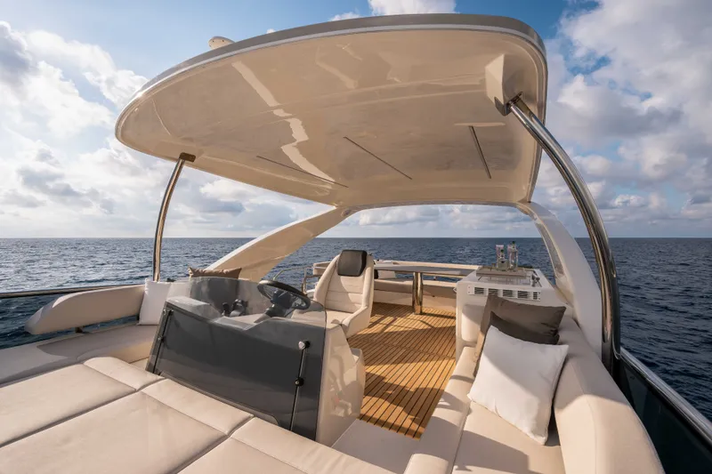 Slide: The Image of The image shows a luxury yacht deck with sleek seating and a modern helm station. - 18