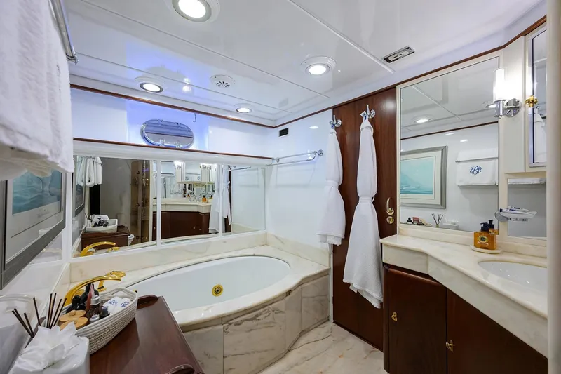 Slide: The Image of Luxurious bathroom on 1986 Jongert 85 yacht with elegant fixtures and marble accents. - 25