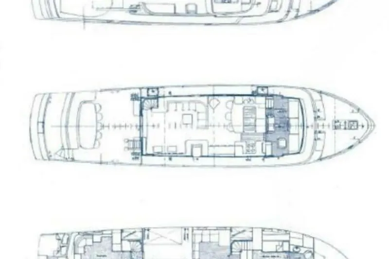 Slide: The Image of Blueprint of 1986 Jongert 85 yacht, showcasing detailed deck layouts and interior design. - 51