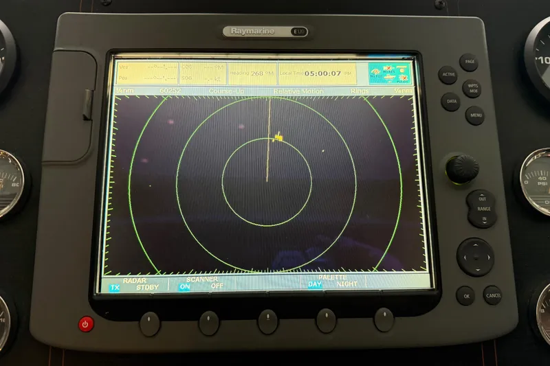 Slide: The Image of Navigation screen on 1985 Bayliner 4550 Motoryacht displaying a detailed waterway map. - 73