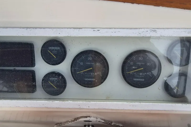 Slide: The Image of Control panel and vent on 1983 Grand Banks 42 Classic boat interior. - 51
