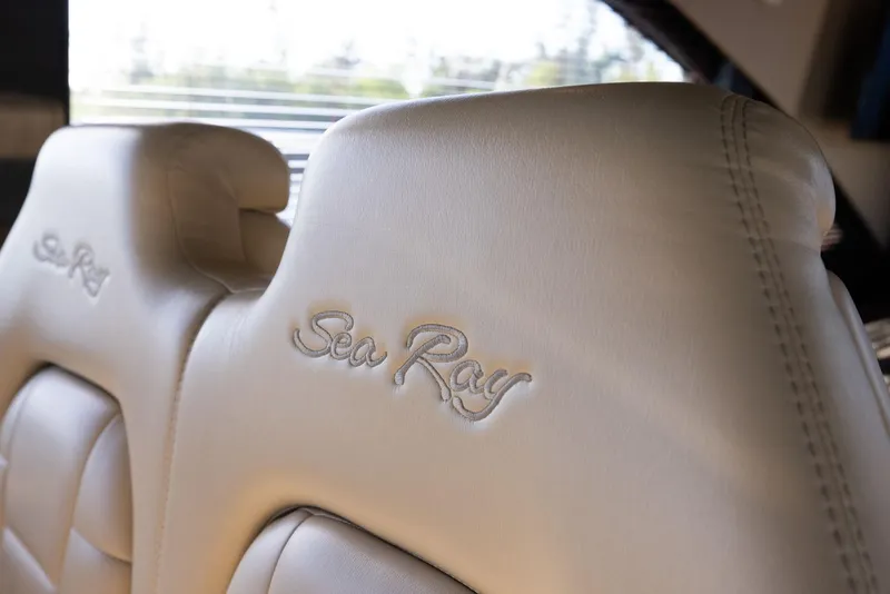 Slide: The Image of Close-up of leather seats in 2017 Sea Ray Sundancer 460. - 36