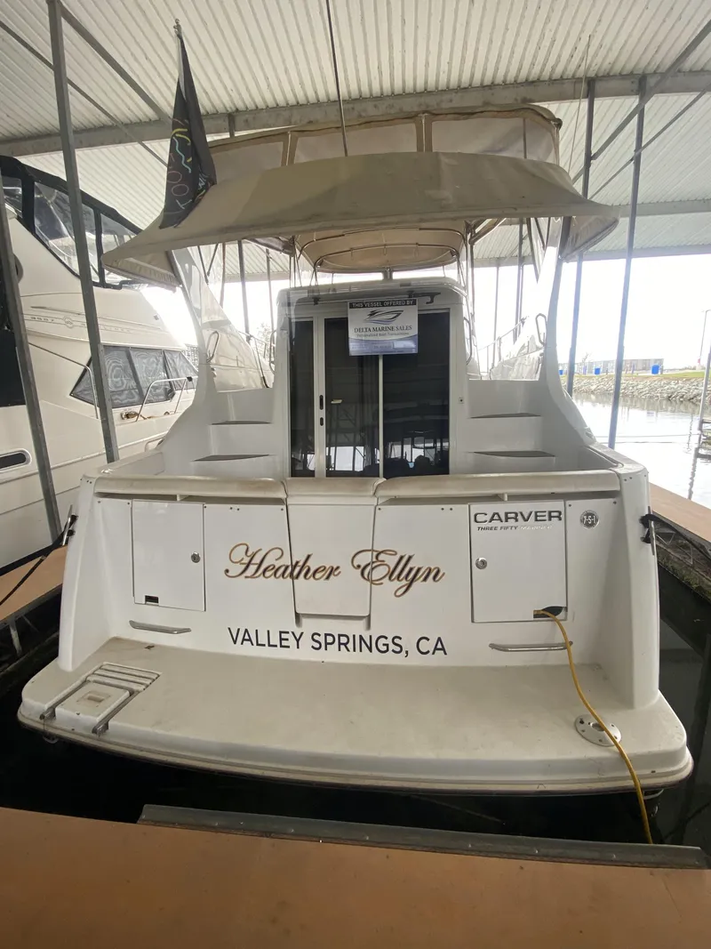 Slide: The Image of 2002 Carver 350 Mariner boat docked, Valley Springs, CA. - 6