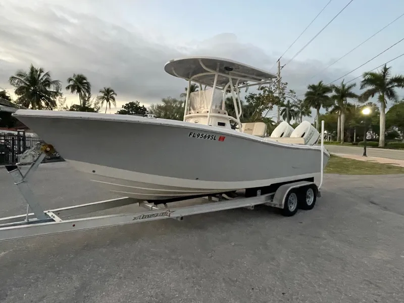 The Image of 2019 Sea Chaser 24 HFC boat on trailer at sunset. - 0