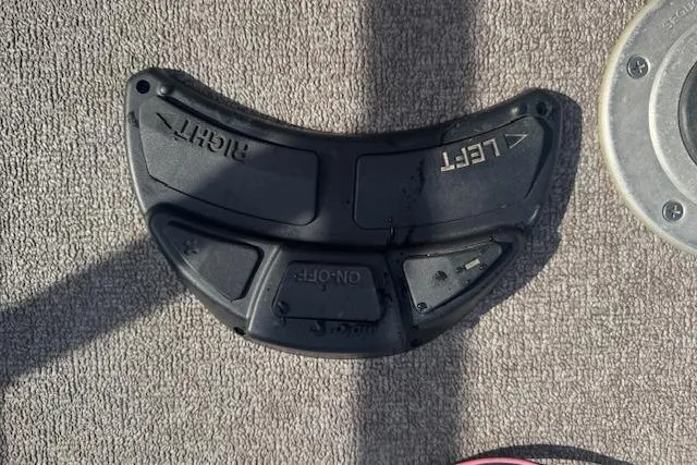 Slide: The Image of Foot pedal control on a 2015 Sun Tracker Bass Buggy 16 DLX boat. - 17