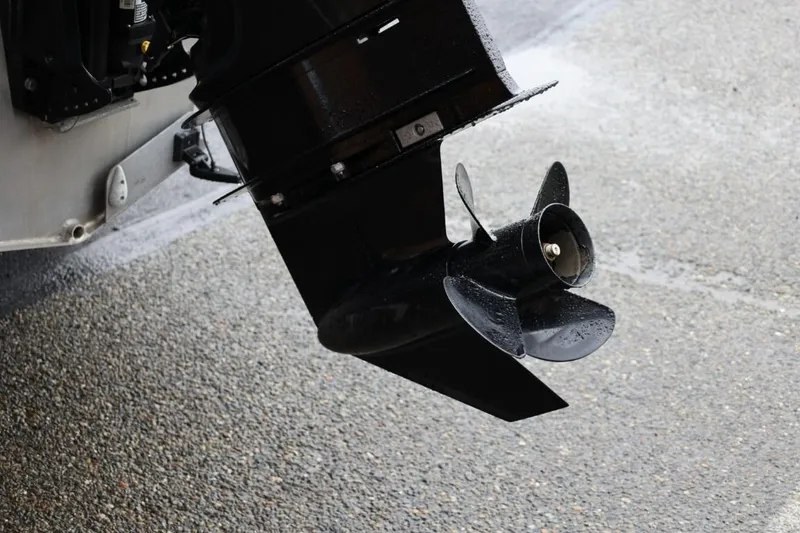 Slide: The Image of 2022 Thunder Jet 185 Luxor boat on trailer, parked outside dealership. - 3