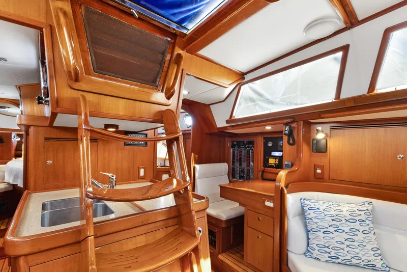 Slide: The Image of Luxurious interior of 2009 Hylas 46 yacht with wooden finish and modern amenities. - 31