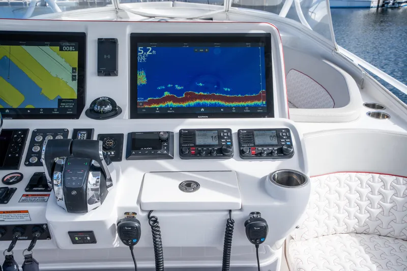 Slide: The Image of Helm of 2022 Intrepid 409 Valor with advanced navigation and control systems. - 23