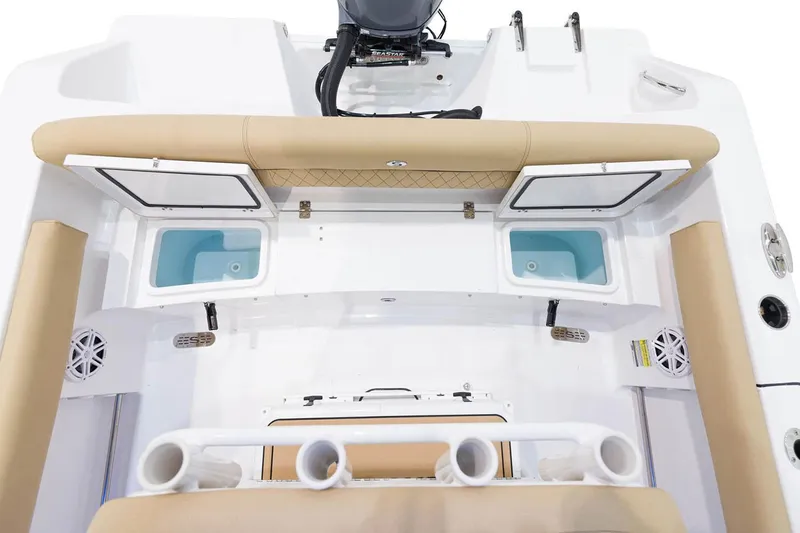 Slide: The Image of Manufacturer Provided Image: 2021 Sportsman Heritage 211 Center Console boat interior with storage compartments and seating. - 13