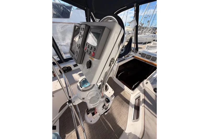 Slide: The Image of Cockpit of 2004 Hunter Passage 420 sailboat with navigation instruments. - 36