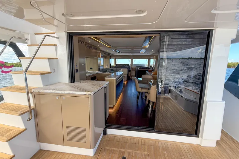 Slide: The Image of Luxurious interior of 2023 Sirena 68 yacht with modern design and elegant furnishings. - 23