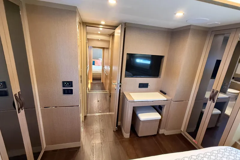 Slide: The Image of Luxurious interior of 2023 Sirena 68 yacht featuring modern design and elegant furnishings. - 50