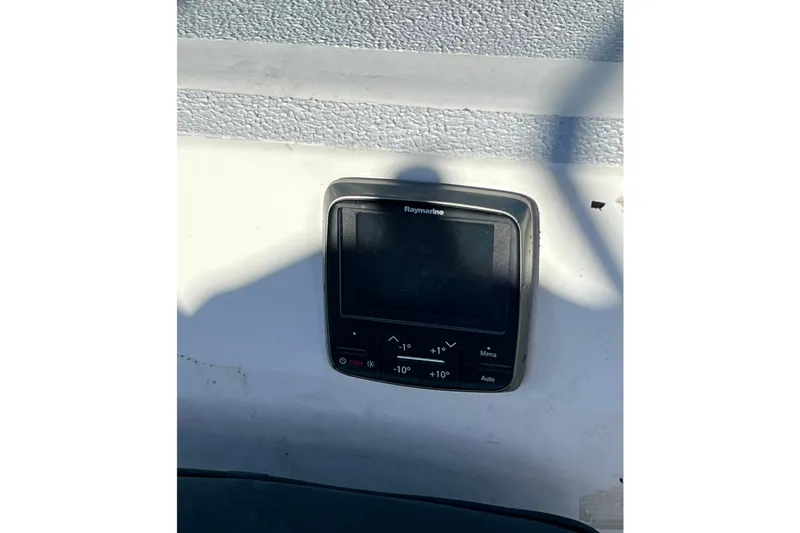 Slide: The Image of Raymarine navigation display on 1986 Hunter Legend 45 sailboat dashboard. - 18