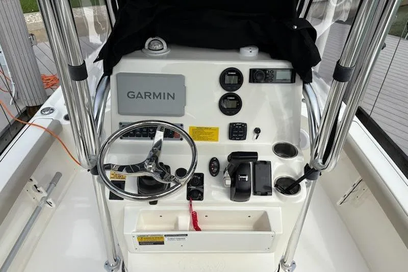 Slide: The Image of 2023 Key West 210 Bay Reef boat console with Garmin navigation system. - 10