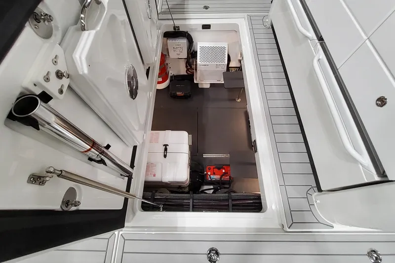 Slide: The Image of Interior view of 2026 Formula 457 Center Console Fish boat, showcasing storage and equipment. - 44