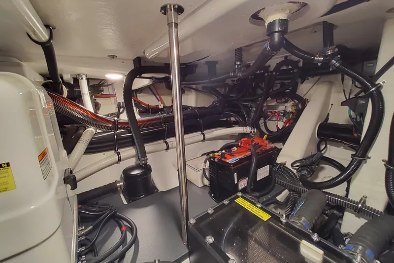 Slide: The Image of Engine room of 2026 Formula 457 Center Console Fish, showcasing wiring and components. - 47