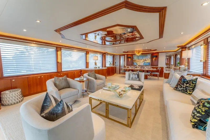 Slide: The Image of Luxurious interior of 2006 Westport 130 Motoryacht with elegant seating and decor. - 24