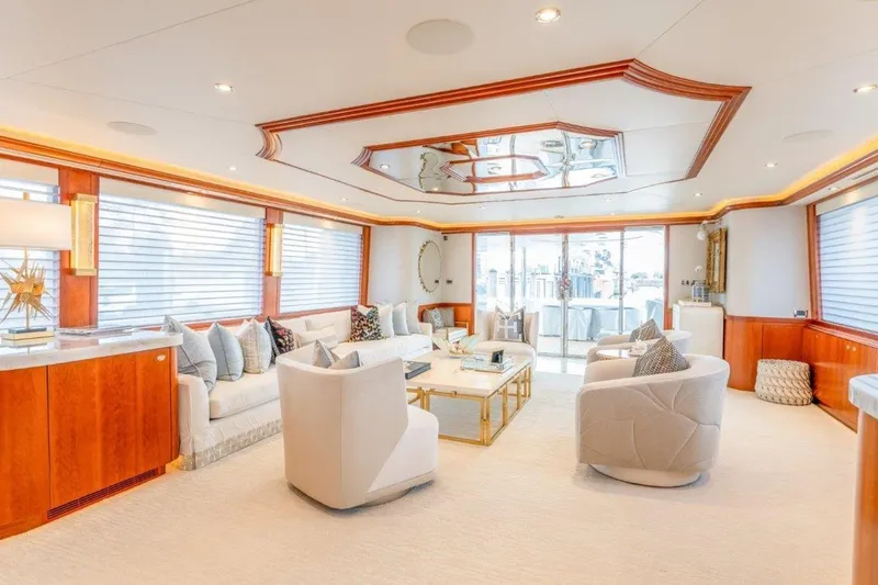 Slide: The Image of Luxurious interior of 2006 Westport 130 Motoryacht with elegant seating and modern decor. - 25