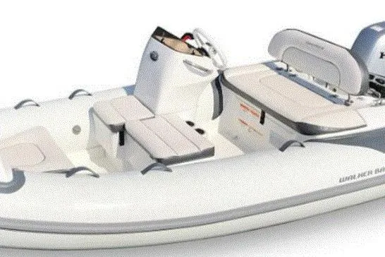 Slide: The Image of 2025 Walker Bay Generation 12 LTE inflatable boat with sleek design and comfortable seating. - 5