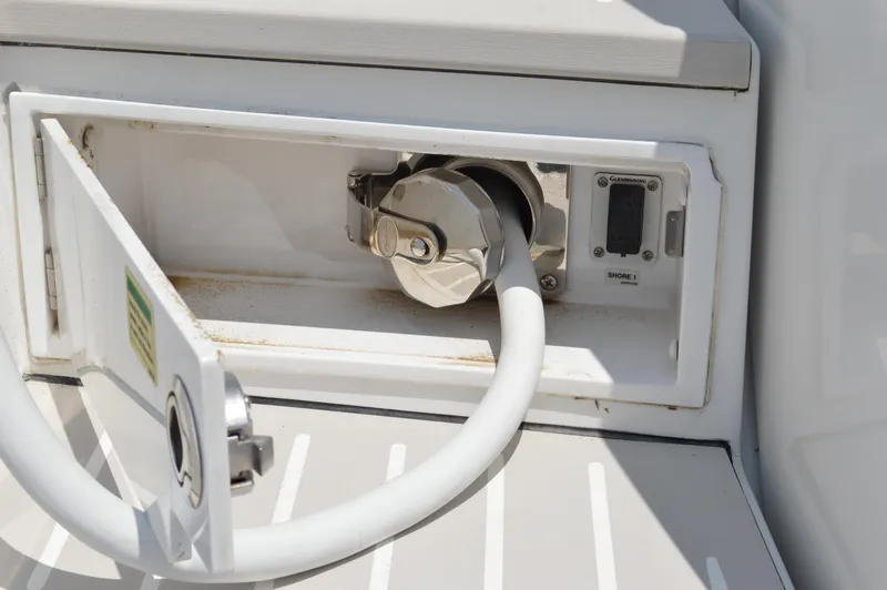 Slide: The Image of Power connection port on a 2019 Azimut Atlantis 51 yacht. - 13