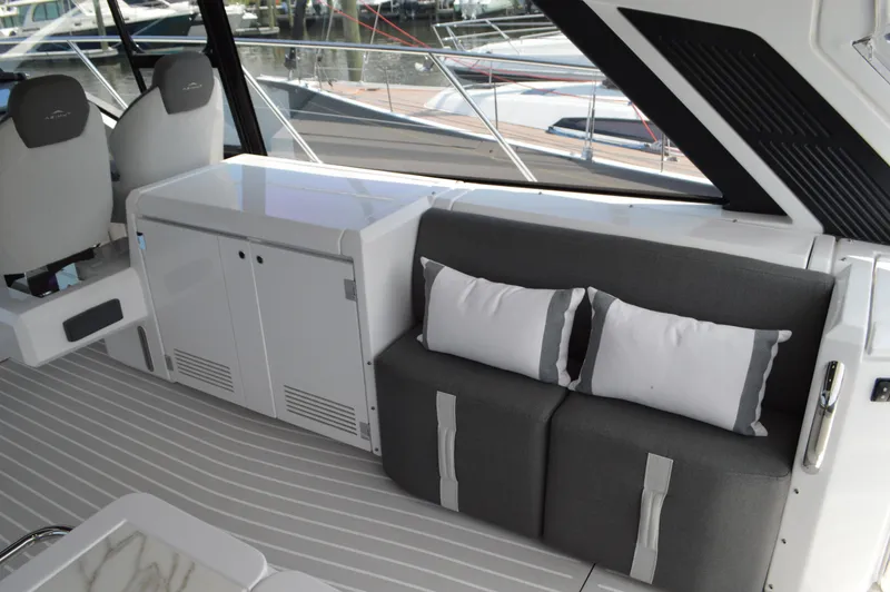 Slide: The Image of 2019 Azimut Atlantis 51 yacht interior with sleek seating and modern design. - 36