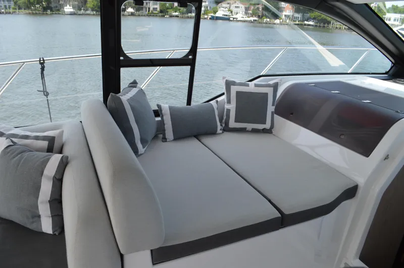 Slide: The Image of Luxurious seating area on 2019 Azimut Atlantis 51 yacht with elegant cushions. - 46