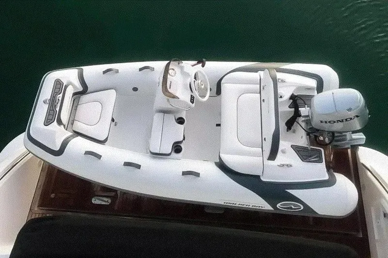 The Image of 2025 Walker Bay Generation 11 LTE boat with Honda outboard motor, top view. - 1