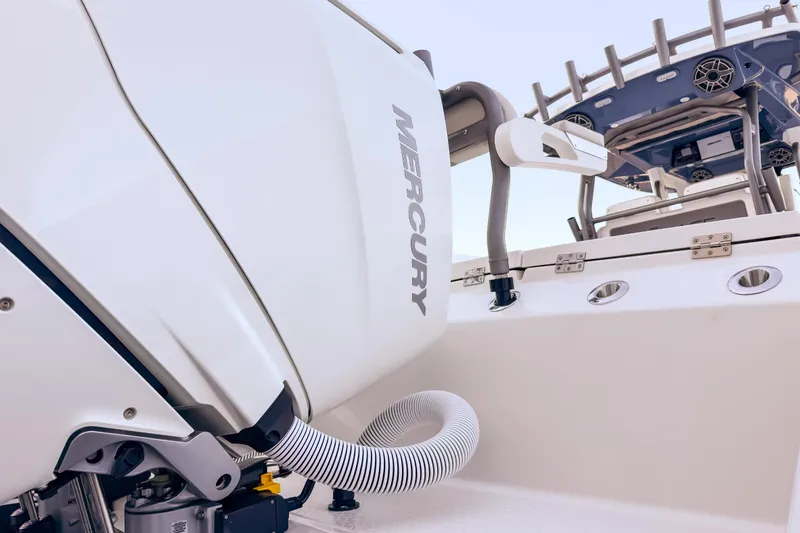 Slide: The Image of Solace 32 CS 2026 with Mercury engine, close-up view. - 10