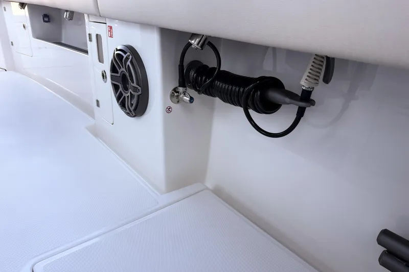 Slide: The Image of Interior of Solace 32 CS 2026 with speaker and cable. - 28