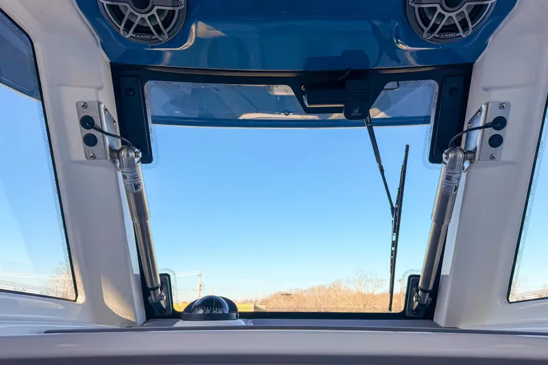 Slide: The Image of Interior view of 2026 Solace 32 CS with speakers and sky. - 39