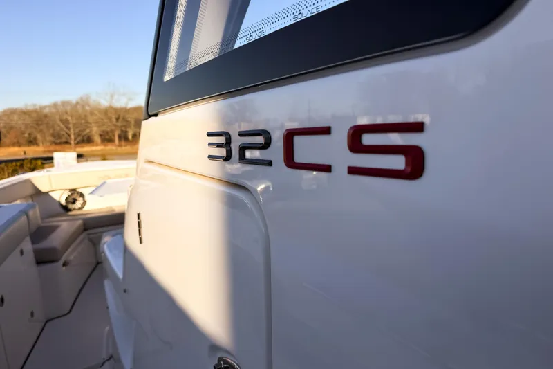 Slide: The Image of Close-up of Solace 32 CS boat, model year 2026. - 59