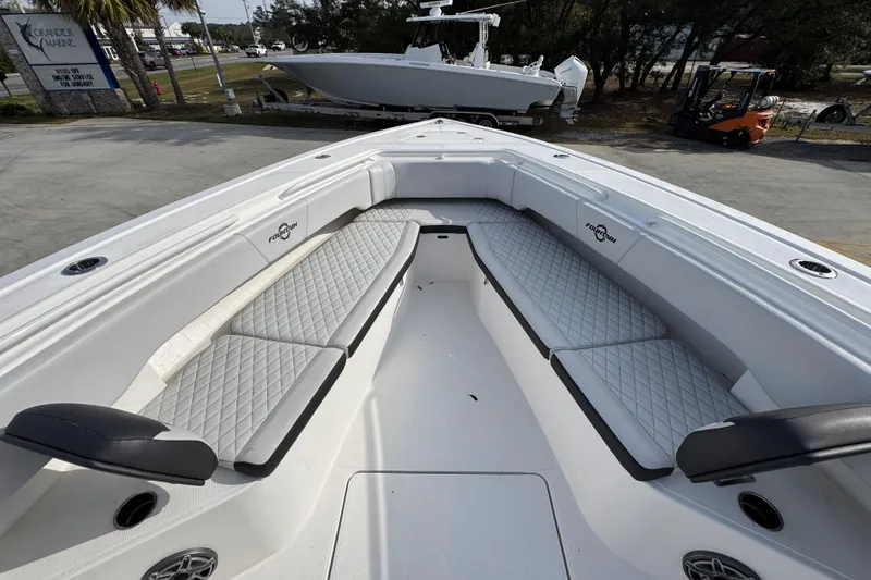 Slide: The Image of 2023 Fountain 38 Tournament Edition boat with spacious seating and sleek design. - 14