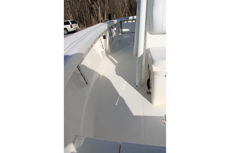 Slide: The Image of 2026 Pathfinder 2400 Open boat deck, showcasing spacious layout and sleek design. - 17