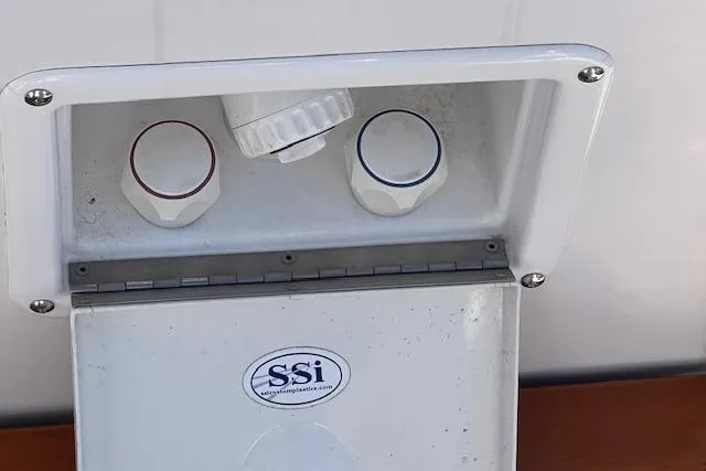 Slide: The Image of Outdoor shower controls on a 2016 Catalina 385 sailboat. - 40