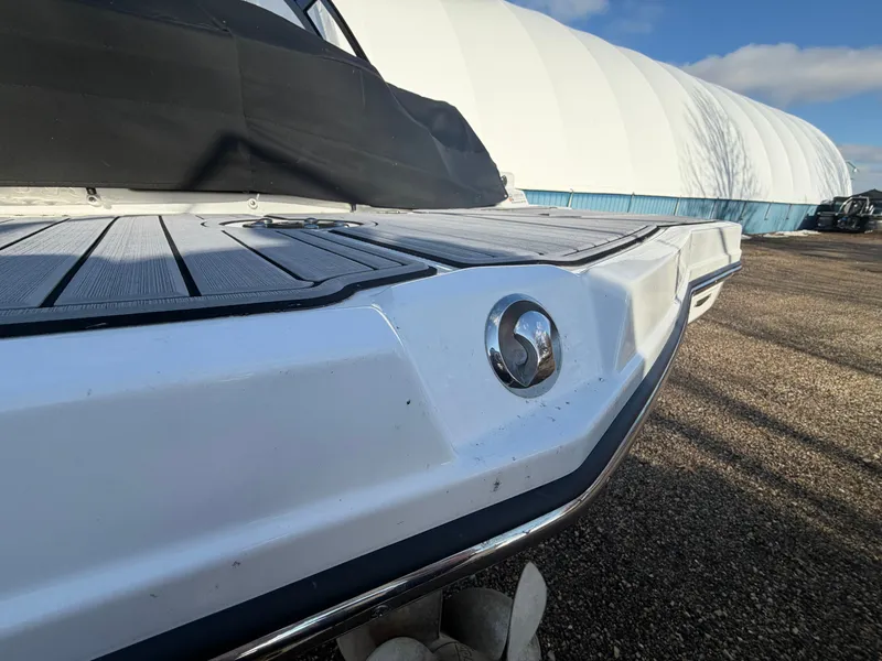 Slide: The Image of Rear view of a 2023 Monterey M6 boat on gravel. - 10