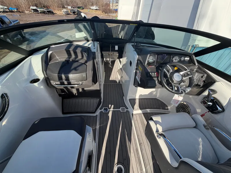 Slide: The Image of Interior of a 2023 Monterey M6 boat with modern features. - 17