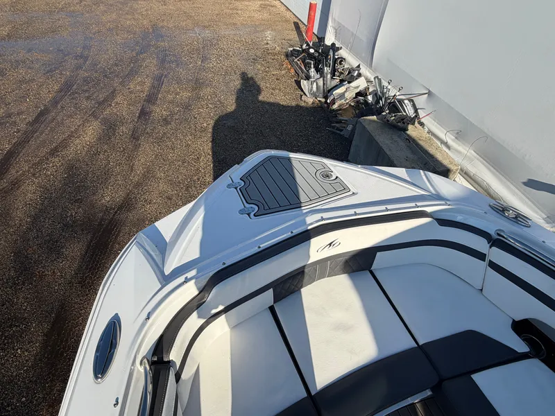 Slide: The Image of 2023 Monterey M6 boat on dry dock with shadow. - 43