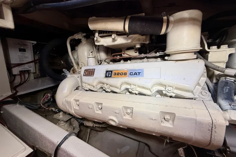 Slide: The Image of Engine room of 1985 Chris-Craft 382 Commander with CAT 3208 engine. - 58