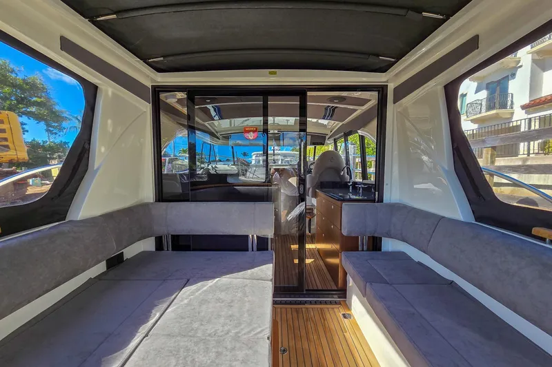 Slide: The Image of Luxurious cabin interior of 2026 Marex 330 Scandinavia yacht with cozy bedding. - 10