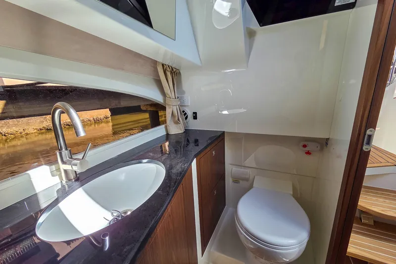 Slide: The Image of 2026 Marex 330 Scandinavia yacht with sleek design and spacious deck. - 26