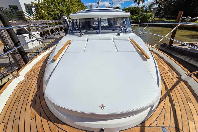 Slide: The Image of 2026 Marex 330 Scandinavia yacht with sleek design and wooden deck details. - 37