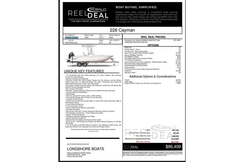 Slide: The Image of 2026 Robalo 226 Cayman boat interior with seating and storage features. - 6