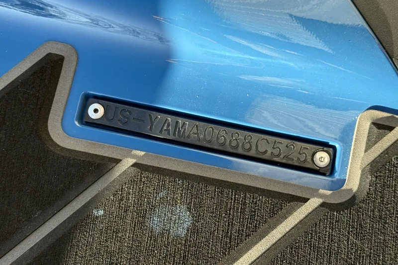 Slide: The Image of Yamaha WaveRunner 2025 serial number on blue background. - 16