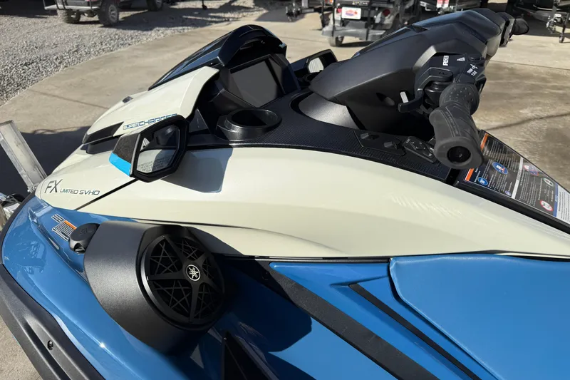 Slide: The Image of 2025 Yamaha WaveRunner FX Limited SVHO, close-up of handlebars and dashboard. - 5