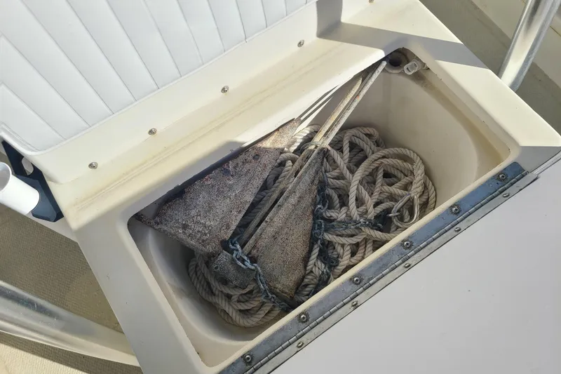 Slide: The Image of Anchor and rope storage on 1994 Key West 1900 Sportsman boat. - 12