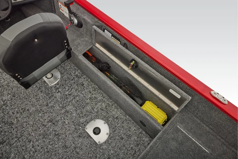 Slide: The Image of Manufacturer Provided Image: Interior of 2026 Tracker Pro Guide V-16 WT boat with storage compartment and seat. - 35